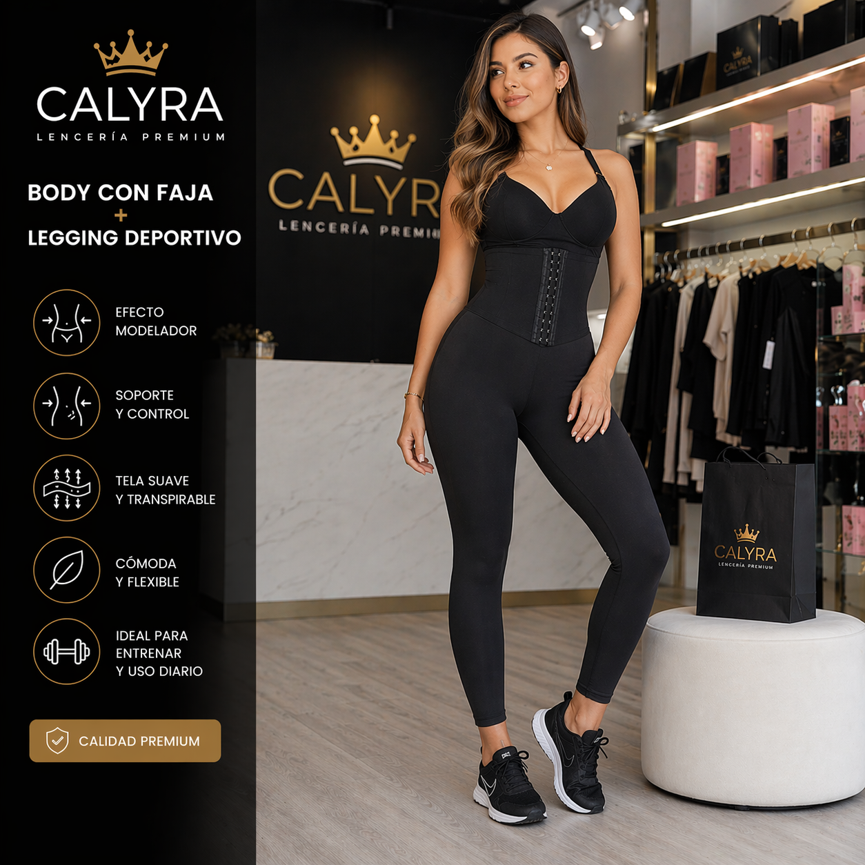 2 Bodys Modeladores + Calza Push Up CALYRA de Regalo