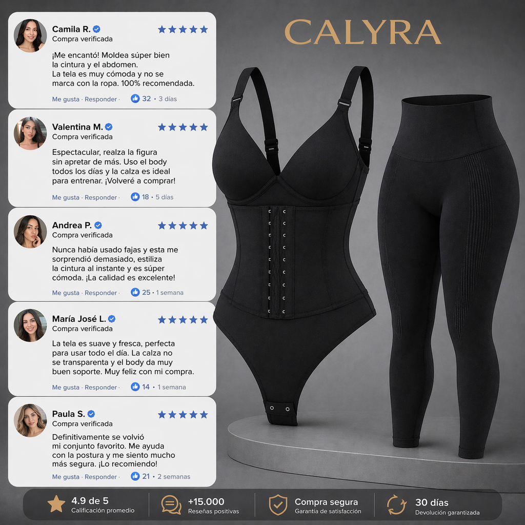 2 Bodys Modeladores + Calza Push Up CALYRA de Regalo